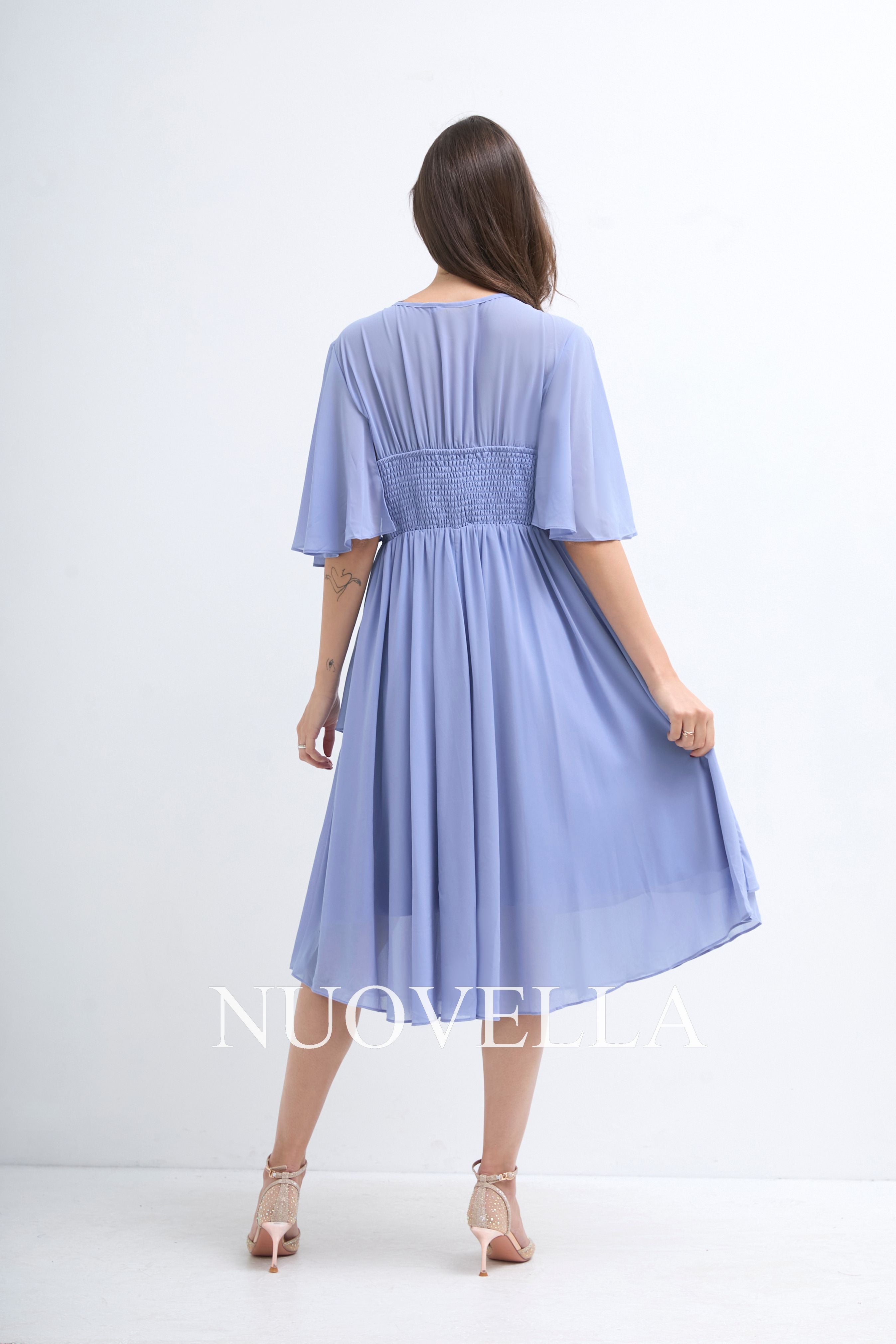 A-line Chiffon Lace Pleated Embroidery Mom's Dress